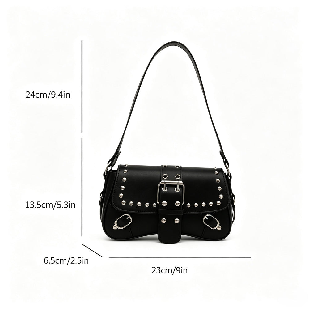 Rivet shoulder bag black